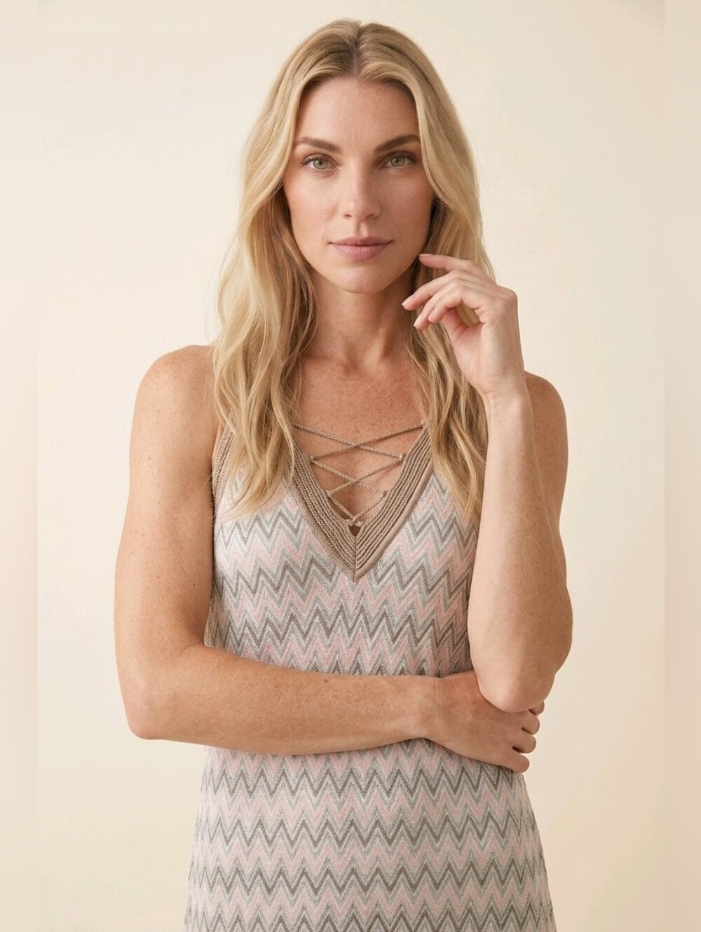 White House Black Market Zigzag Knit Top